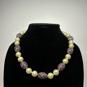 Joan Boyce -Pearl and Multicolor Crystal Bead Necklace
